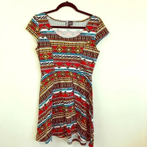 Vibe Sportswear Multi Colored Skater Dress Large